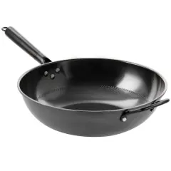 Gibson Home&reg; Debossed 13'' Black Heavy Gauge Carbon Steel Wok