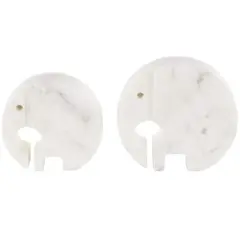 White & Gray Circular Abstract Marble Elephant Sculpture Set