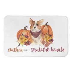 Gather with Grateful Hearts Corgi Bath Mat