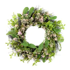 24" Light Pink Spring Echinops Floral Wreath