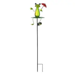 Glitzhome&reg; 39" Solar Lighted Frog Garden Stake