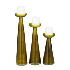 Green Contemporary Candle Holder Set