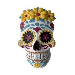 8.75" Sugar Skull with Flower Crown Tabletop D&eacute;cor by Ashland&reg;