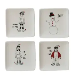 Hello Honey&reg; 4" Holiday Image Stoneware Square Dishes, 4ct.