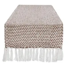 DII&reg; 108" Woven Fringed Table Runner Bark Brown
