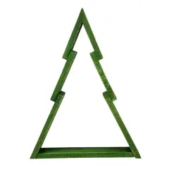 12" Green Geometric Wooden Christmas Tree Tabletop D&eacute;cor