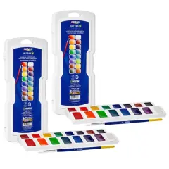 Prang&reg; 16 Color Half Pan Watercolor Set with Brush, 2ct.