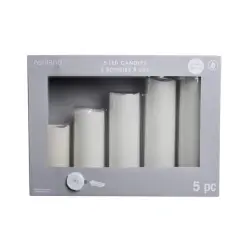 White 5 Piece LED Wax Pillar Candle Set by Ashland&reg;