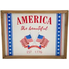 15.75" America the Beautiful Patriotic Framed Wall Sign