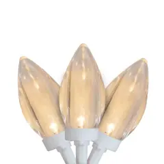 100ct. Warm White LED C9 Commercial Length Christmas String Lights with White Wire