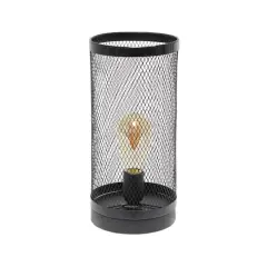 Simple Designs 13" Mesh Cylindrical Steel Table Lamp Black