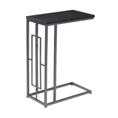 26" Gray Iron & Wood Contemporary Accent Table