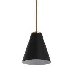 Hello Honey&reg; Robert Stevenson Lighting Beckett Black & Brushed Gold Metal Ceiling Light with Shade