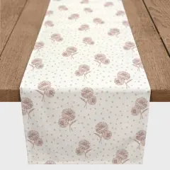 90" Floral Dots Cotton Twill Runner Pink