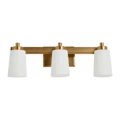 Hello Honey&reg; Robert Stevenson Lighting Sullivan Park Frosted Glass & Metal 3-Light Vanity Brushed Gold
