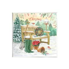 Stupell Industries Merry Christmas Winter Bench Wall Art