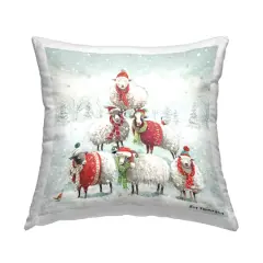 Stupell Industries Winter Sheep Balancing Snow Scene Throw Pillow