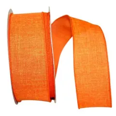 JAM Paper 2.5" x 50yd. Linen Wired Ribbon Tangerine