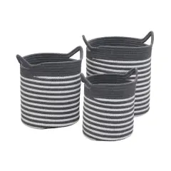 Household Essentials Gray & White Striped Cotton Basket Set