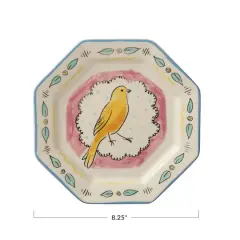 Hello Honey&reg; 8" Multicolor Decorative Ceramic Plate with Painted Bird Design