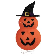 34" Jack-O'-Lanterns in Witch's Hat Outdoor Halloween Decoration