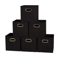 6 Pack Household Essentials 11" Fabric Storage Bins Black