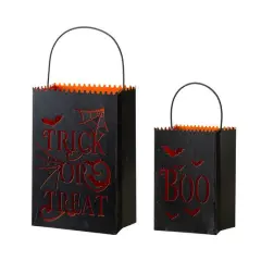 Glitzhome&reg; Halloween Trick or Treat Metal Bucket Set