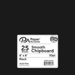 PA Paper&trade; Accents Black 8" x 8" Heavyweight Chipboard, 25 Sheets
