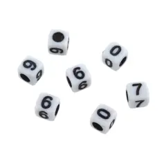 White Number Acrylic Cube Beads, 5.5mm by Bead Landing&trade;