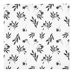 Simple Black Floral 10" x 10" Cotton Twill Napkin