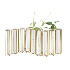 Hello Honey&reg; 9 Test Tube Vases with Gold Metal Stand Set