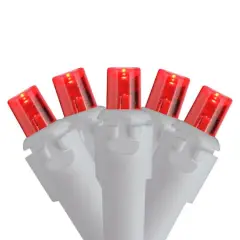 100ct. Red LED Wide Angle Icicle Christmas String Lights with White Wire