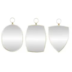 Set of 3 Gold Wood Traditional Wall Mirror 24", 24", 25"