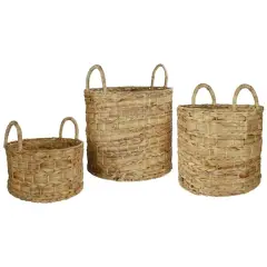 Round Natural Woven Water Hyacinth Storage Baskets, 3ct.