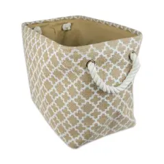DII&reg; Large Lattice Rectangle Burlap Bin White