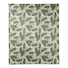 Tropical Leaves Pattern 50" x 60" Coral Fleece Blanket