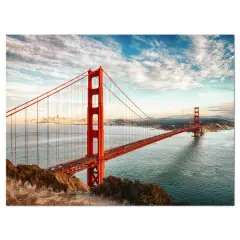 Designart - Golden Gate Bridge in San Francisco - Large Sea Bridge Canvas Art Print