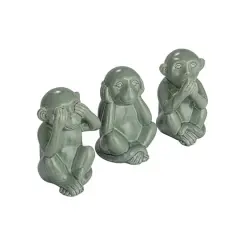 Hello Honey&reg; Green Hear No Evil Stoneware Monkey D&eacute;cor Accent Set