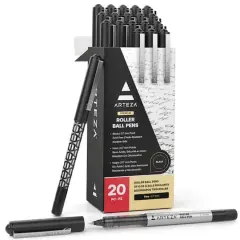 Arteza&reg; 0.7mm Fine Tip Black Roller Ball Pens, 20ct.