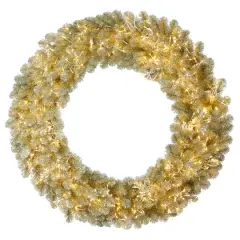 30" Pre-Lit Champagne Christmas Wreath, Warm White LED Lights