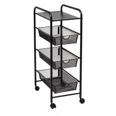 Honey Can Do Black Metal 3-Drawer Rolling Storage Cart