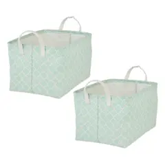 DII&reg; Extra Large Lattice PE-Coated Cotton Polyester Laundry Bin, 2ct. Aqua