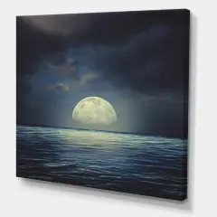 Designart - Super Moon Over The Sea II - Nautical & Coastal Canvas Wall Art Print