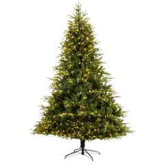 8ft. Pre-Lit Colorado Mountain Fir Natural Look Artificial Christmas Tree, White LED Lights