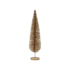 Hello Honey&reg; 15" Gold Glitter Plastic Bottle Brush Tree with Wood Base