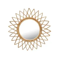 Hello Honey&reg; Natural Round Cane Sunburst Wall Mirror