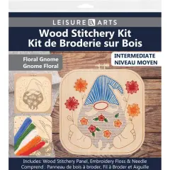 Leisure Arts&reg; Intermediate Floral Gnome Wood Stitchery Kit