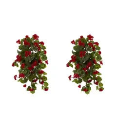 29" UV Resistant Geranium Artificial Hanging Plants, 2ct.