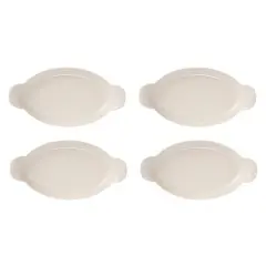 Hello Honey&reg; 10" White Stoneware Trays with Handles, 4ct.