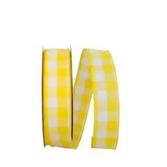 JAM Paper 1.5" x 50yd. Wired Celine Plaid Ribbon Yellow